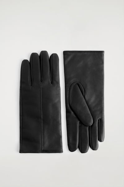 CASHMERE-LINED LEATHER GLOVES - BLACK | COS