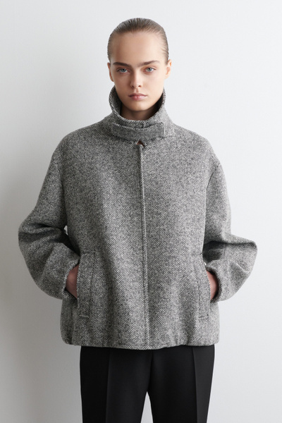 ジャケット・アウター MASU MELANGE TWEED COLLAR COAT Tweed down jacket White For Women | Maje