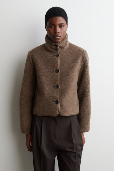 MOCK-NECK TEDDY JACKET - BROWN | COS US