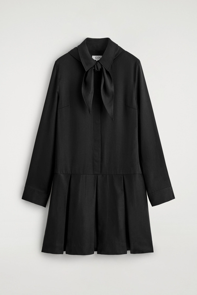 SCARF-DETAIL DROPPED-WAIST MINI DRESS - BLACK | COS US SCARF-DETAIL DROPPED-WAIST MINI DRESS - BLACK | COS US