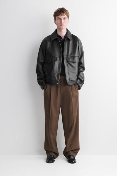 LEATHER BLOUSON JACKET - BLACK | COS US