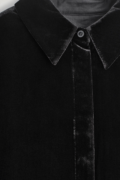 MASU VELVET SHIRT ブラック 44 24aw MASU(エムエーエスユー)のVELVET SHIRTの通販｜PALETTE art