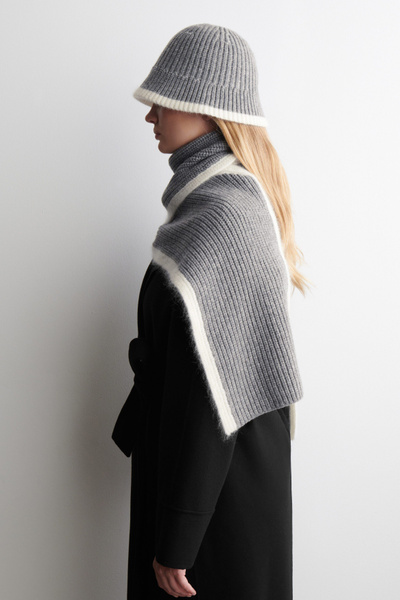 CHUNKY WOOL-MOHAIR SCARF - GRAY / CREAM | COS US