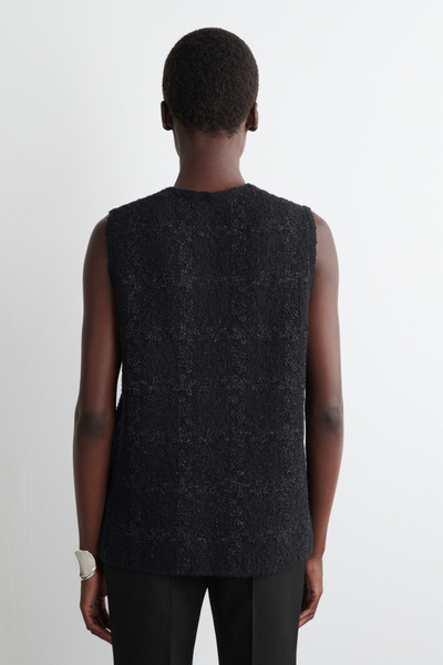 SPARKLY BOUCLÉ-KNIT VEST - BLACK / CHECKED | COS
