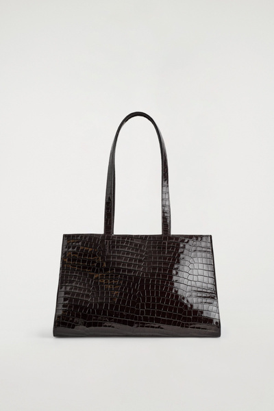 GALLERY TOTE BAG - CROC-EFFECT LEATHER - DARK BROWN | COS US