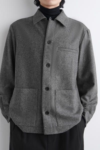 【極美品】HUMAN MADE WOOL OVERSHIRT L 黒グレー WOOL OVERSHIRT - GRAY / BIRDSEYE | COS US