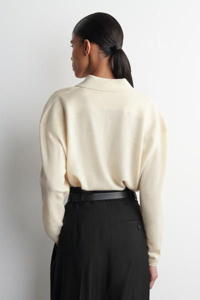 MERINO WOOL-YAK ZIP-UP POLO SHIRT - WHITE | COS US