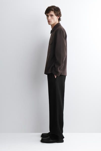 CORDUROY-JERSEY ZIP-UP OVERSHIRT - DARK BROWN | COS US