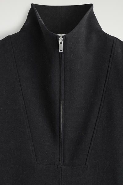 MOCK-NECK ZIP-UP TOP - CHARCOAL | COS US