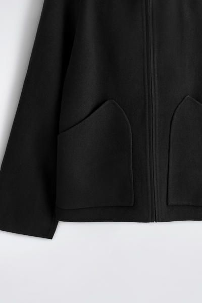 DOUBLE-FACED WOOL ZIP-UP HOODIE - BLACK | COS US