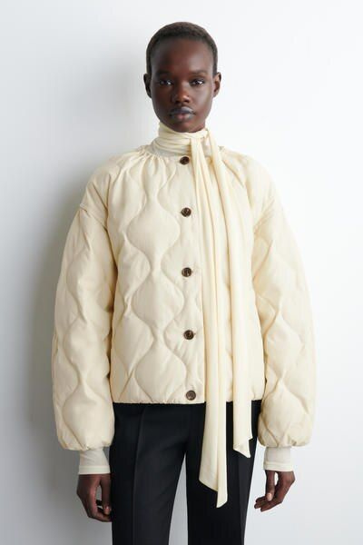 ジャケット・アウター HERENCIA High neck quilted knit coat HERENCIA