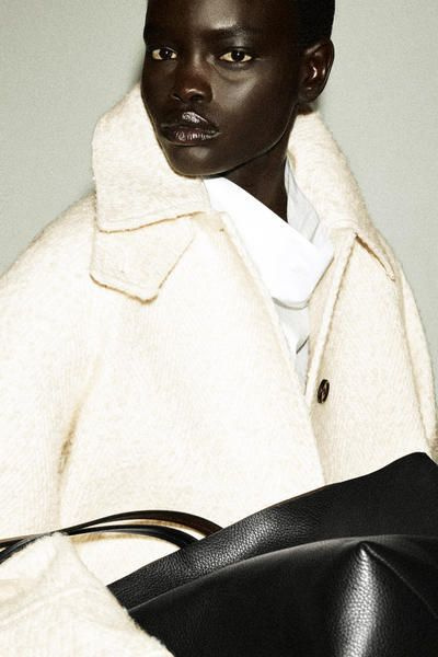 MOCK-NECK WOOL-HERRINGBONE SHORT COAT - CREAM | COS US