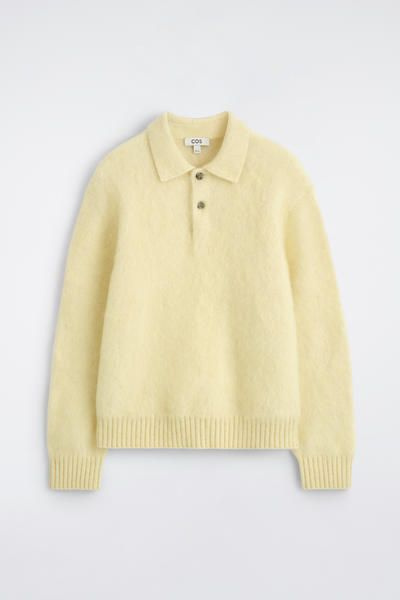 BRUSHED MOHAIR-BLEND POLO SWEATER - PALE YELLOW | COS US