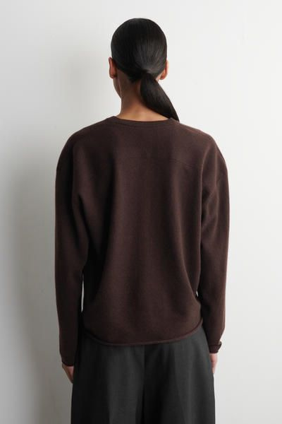 MERINO WOOL V-NECK CARDIGAN - DARK BROWN | COS US