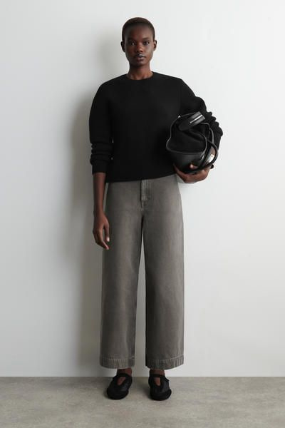 CROPPED WIDE-LEG DENIM PANTS - BROWN | COS US