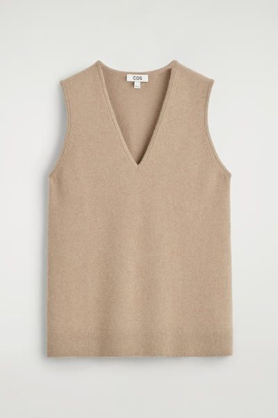 ベスト/ジレ COS V-NECK SLEEVELESS TOPS COS” DEEP V-NECK SLEEVELESS TOP CAMELBEIGE (COS/ベスト・ジレ