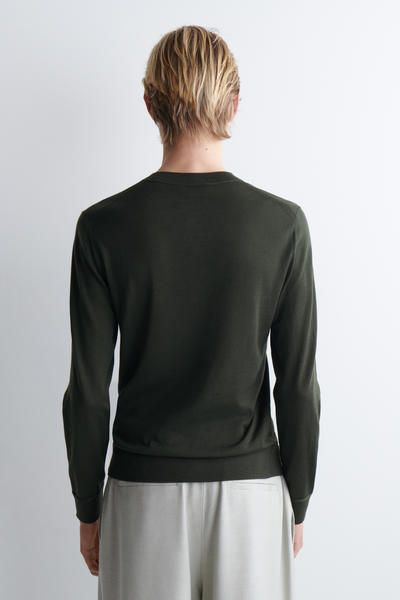 SLIM MERINO WOOL HENLEY TOP - DARK GREEN | COS US