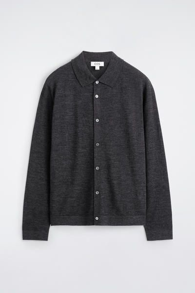 KNITTED MERINO WOOL SHIRT - CHARCOAL | COS NL