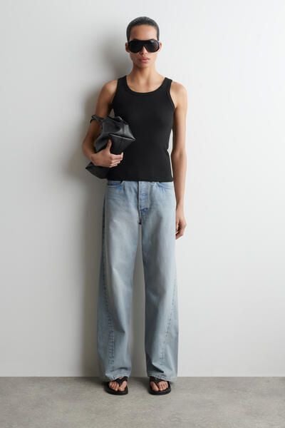 RIBBED COTTON TANK TOP - BLACK | COS US