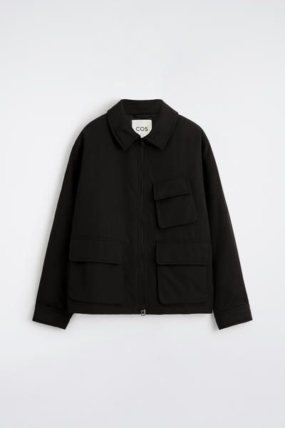 ジャケット・アウター 24AW WOOL HARRINGTON JACKET BLACK L DOUBLE-FACED WOOL HARRINGTON JACKET - BLACK | COS US