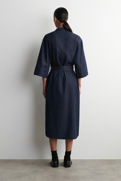 Cos Women's Denim Utility Midi Shirt Dress in Dark Blue | Cotton | Size: 4 Cos Women's Denim Utility Midi Shirt Dress in Dark Blue | Cotton | Size: 4
