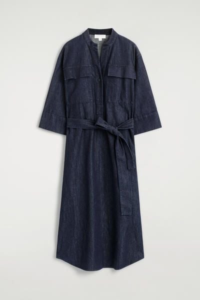 DENIM UTILITY MIDI SHIRT DRESS - DARK BLUE | COS US DENIM UTILITY MIDI SHIRT DRESS - DARK BLUE | COS US