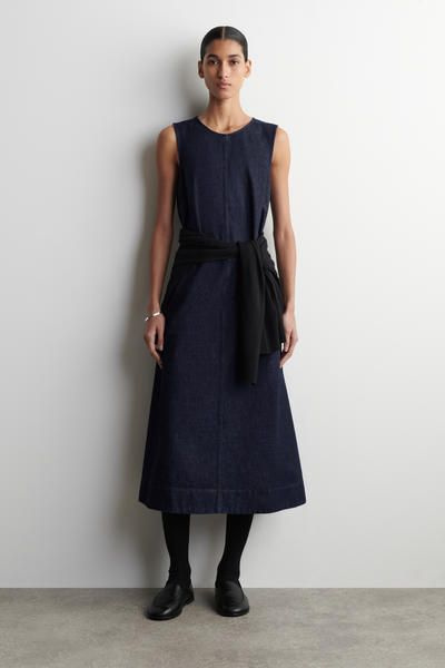 COS Women's A-Line Midi Dress in Indigo | Denim | Size: 4 COS Women's A-Line Midi Dress in Indigo | Denim | Size: 4