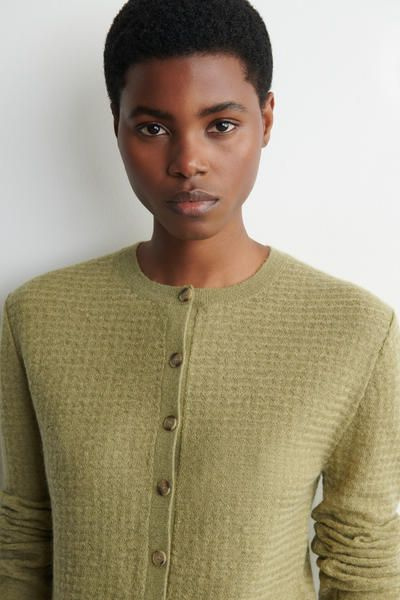 ZIGZAG-KNIT MOHAIR-BLEND CARDIGAN - GREEN | COS US