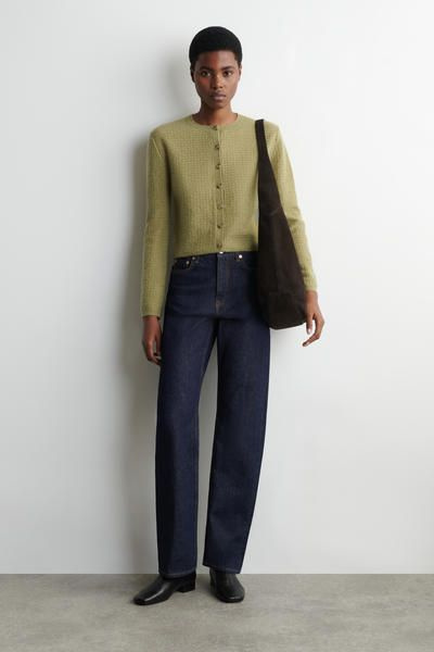 ZIGZAG-KNIT MOHAIR-BLEND CARDIGAN - GREEN | COS US