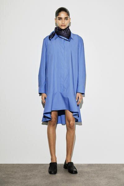 cos blue shirt dress COS Women's Denim Utility Midi Shirt Dress in Dark Blue | Cotton