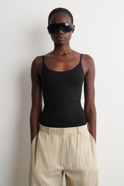 SLIM-FIT JERSEY CAMI TOP - BLACK | COS US