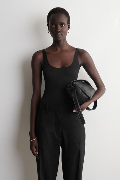 INTERLOCK JERSEY BODYSUIT - BLACK | COS US