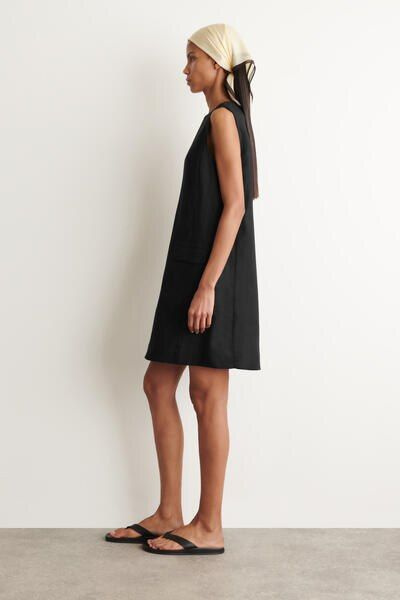 LINEN MINI SHIFT DRESS - BLACK | COS US