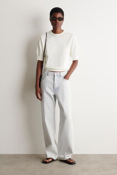 KNITTED COTTON T-SHIRT - OFF-WHITE | COS US