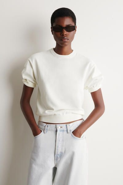 KNITTED COTTON T-SHIRT - OFF-WHITE | COS US