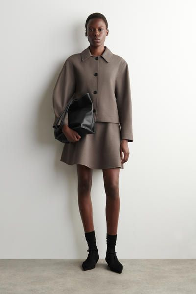 N°133　　Jersey Gather Skirt ブラウン　36 FLARED JERSEY MINI SKIRT - BROWN | COS CA