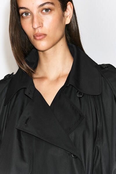 mock-NECK COTTON TRENCH COAT - BLACK | COS US