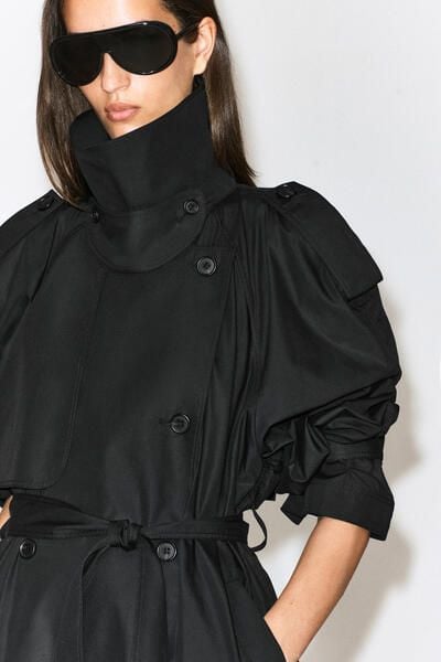 mock-NECK COTTON TRENCH COAT - BLACK | COS US