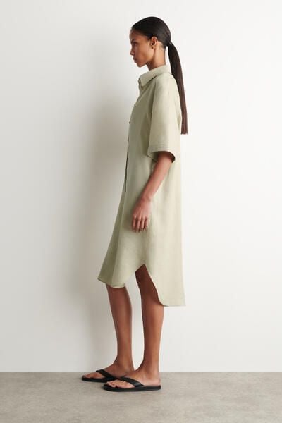 long linen dressing gown The Linen V-Neck Maxi Dress