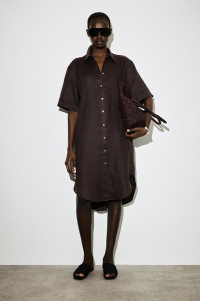 COS Women's Short-Sleeve Shirt Dress in Red | Linen | Size: 2 COS Women's Short-Sleeve Shirt Dress in Red | Linen | Size: 2