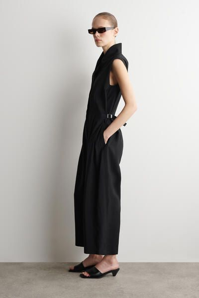 SHAWL-COLLAR UTILITY ROMPER - BLACK | COS US