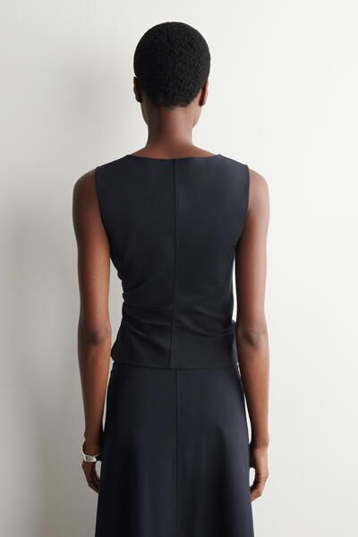 TWIST-DETAIL JERSEY TOP - NAVY | COS CA