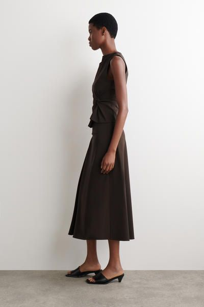TWIST-DETAIL JERSEY TOP - DARK BROWN | COS US