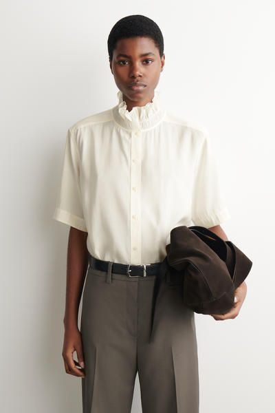 idem イデム　ruffle collared blouse ruffle collared blouse – idem