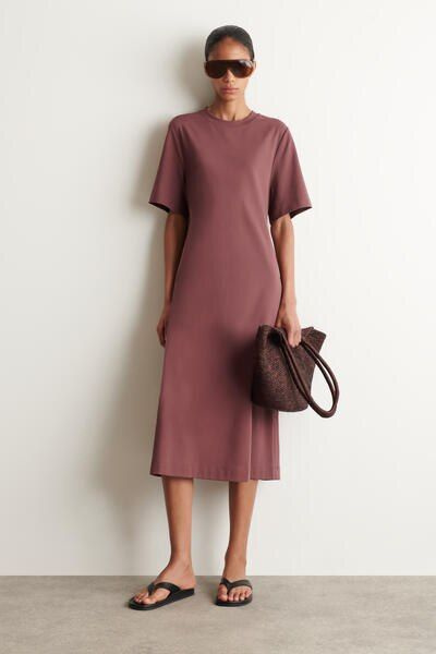 cos beige dress cos Beige The Silk Scarf Dress UK 6