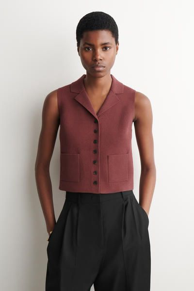 BOUCLÉ-KNIT WAISTCOAT - RUST | COS CA