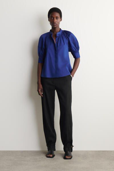 SMOCKED PUFF-SLEEVE BLOUSE - BLUE | COS US