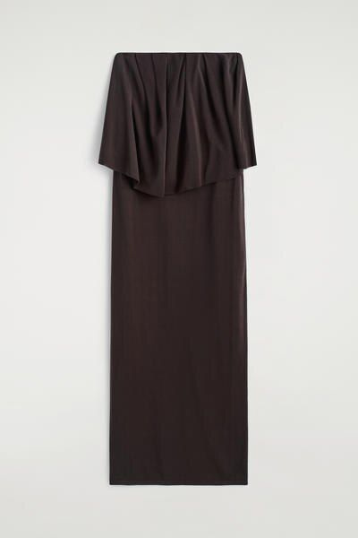 LAYERED SHEER-KNIT BANDEAU MAXI DRESS - BITTER CHOCOLATE | COS US LAYERED SHEER-KNIT BANDEAU MAXI DRESS - BITTER CHOCOLATE | COS US