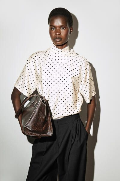DRAPED SCARF-DETAIL TOP - IVORY / POLKA DOT | COS US