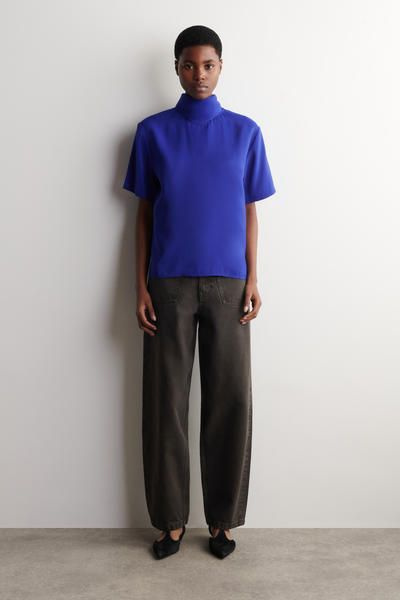 DRAPED SCARF-DETAIL TOP - COBALT BLUE | COS CA